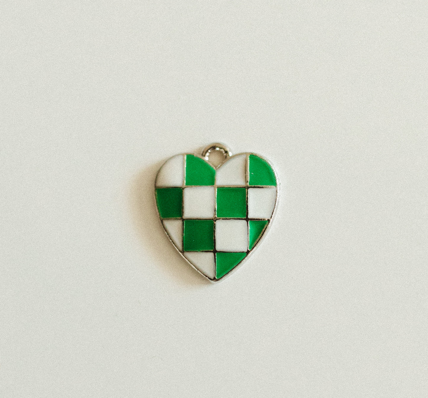 Silver green checkered heart