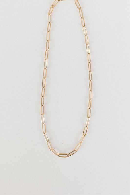 Gold medium link paperclip necklace