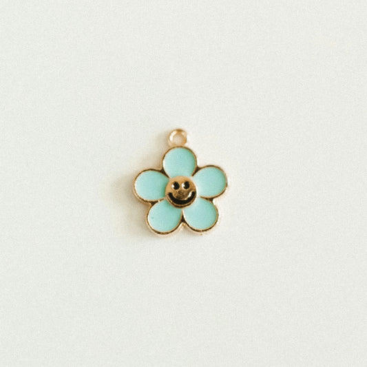 Gold blue smiley flower