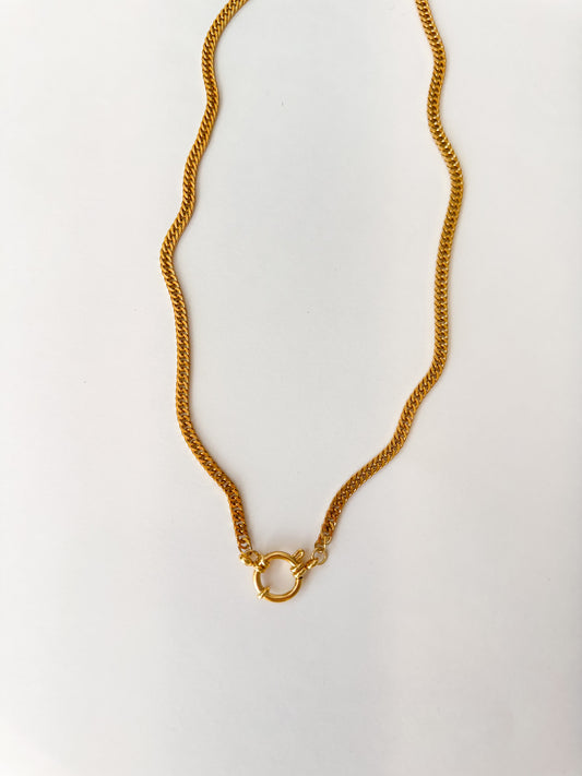 Gold figaro charm clip necklace