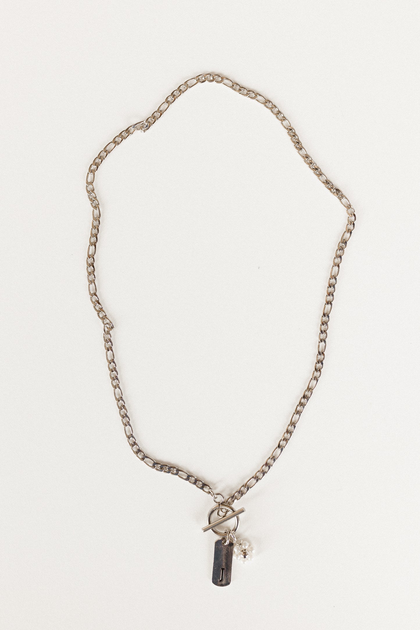 Silver figaro toggle clasp necklace