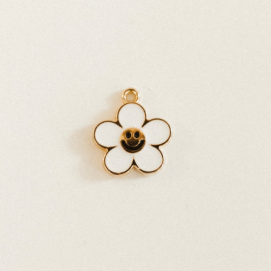 Gold white smiley flower