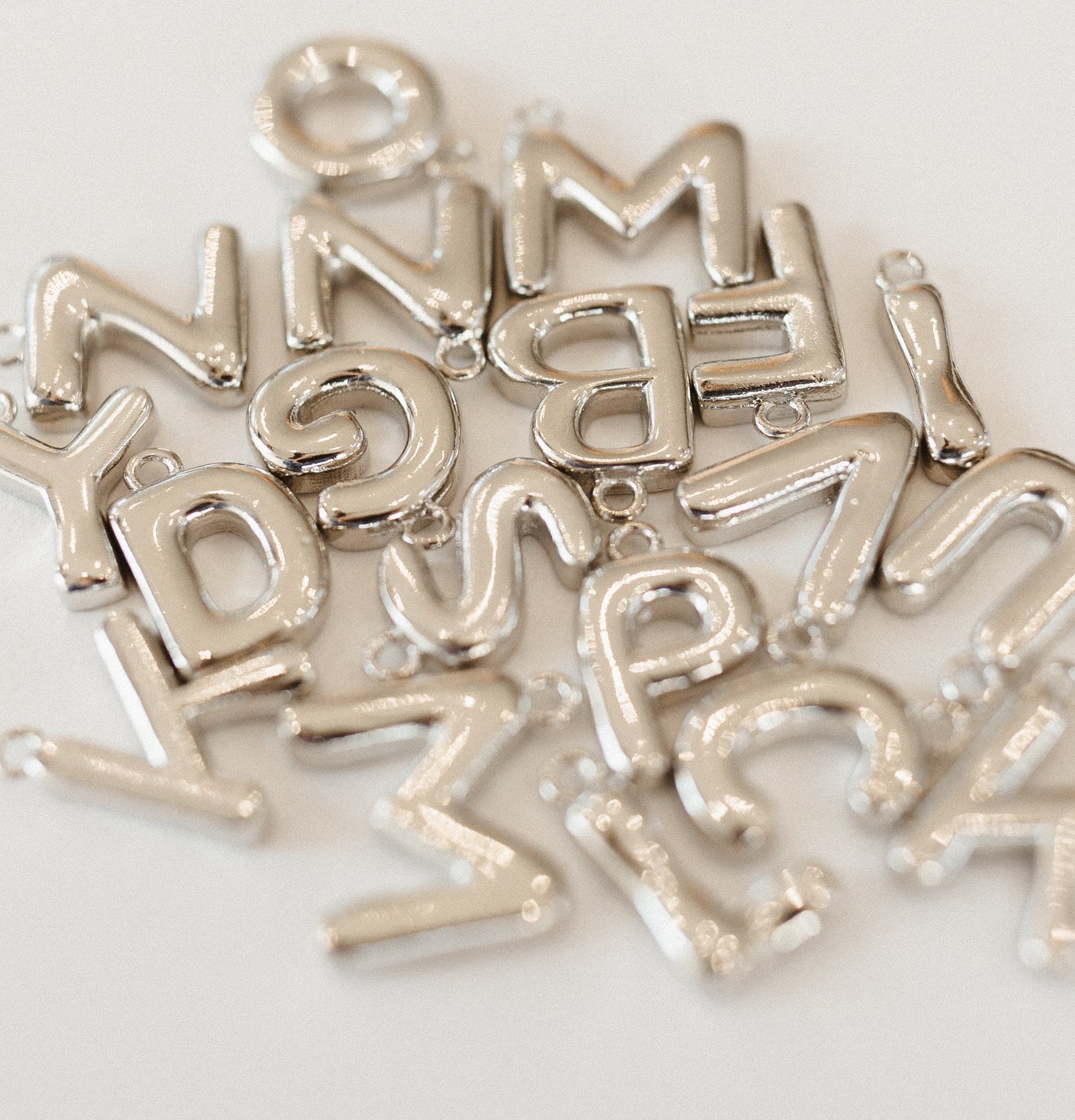 Large silver bubble letters A-Z
