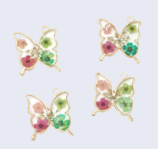 Large gold pressed flower butterfly