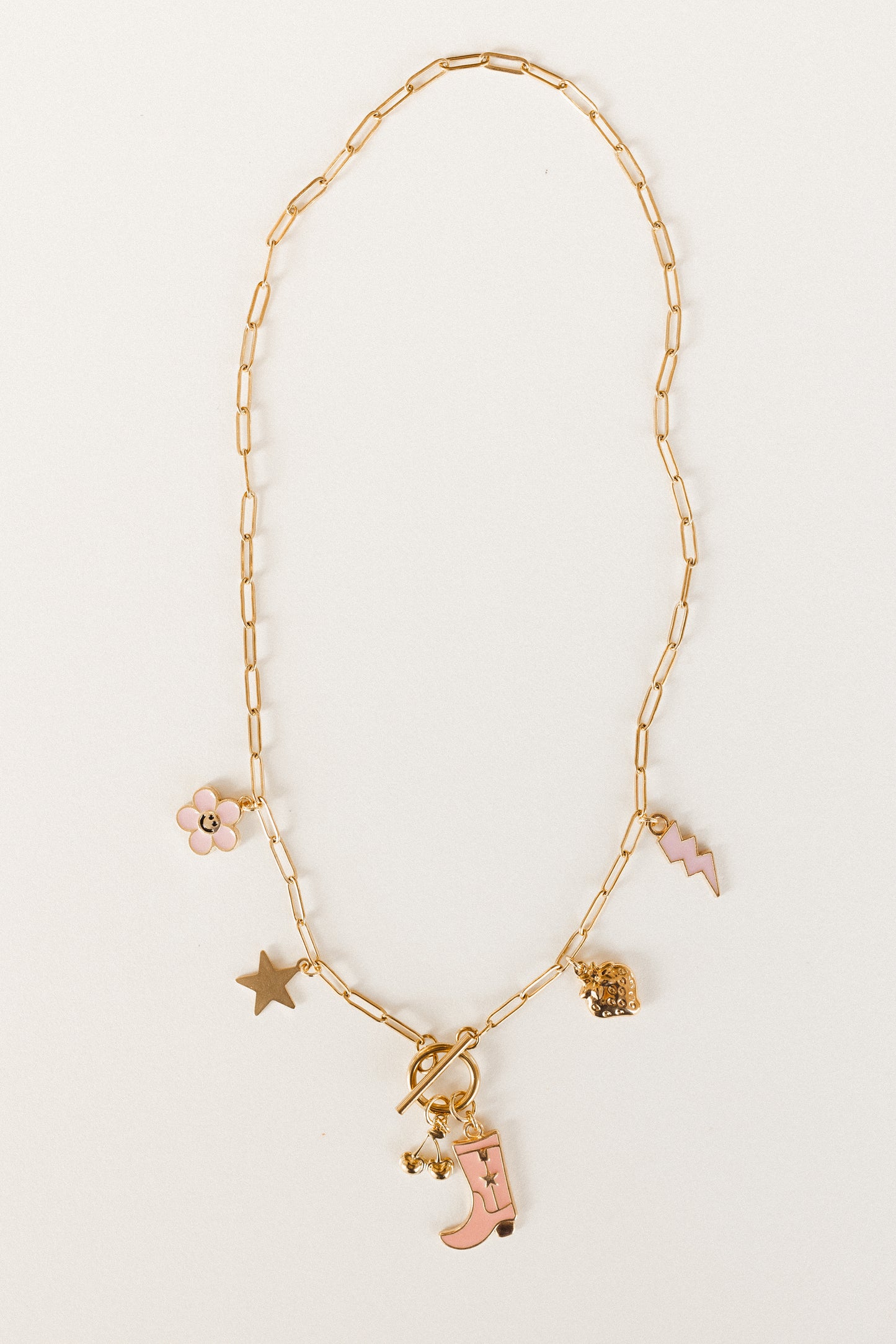 Gold paperclip toggle clasp necklace