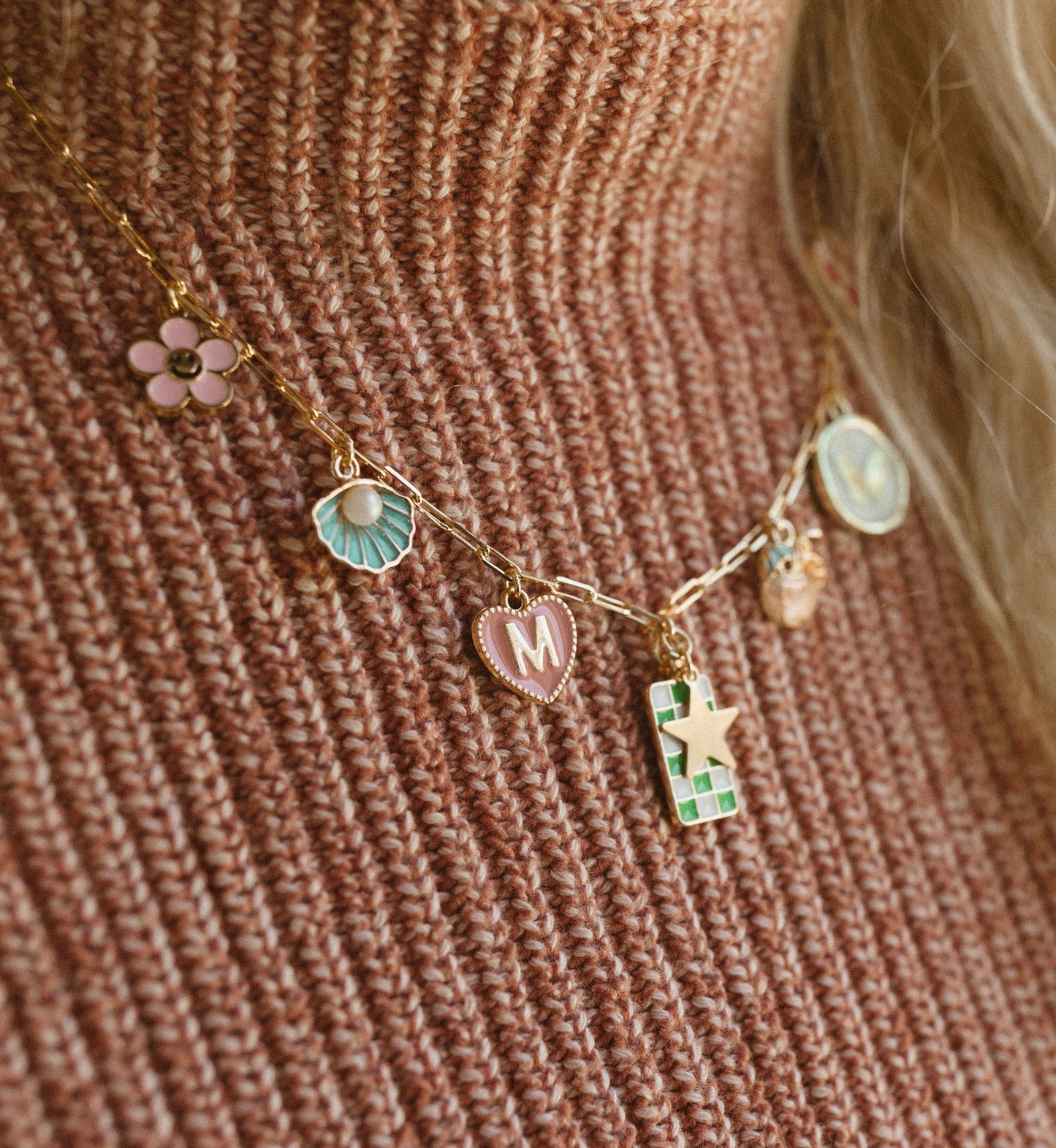Gold small link paperclip necklace