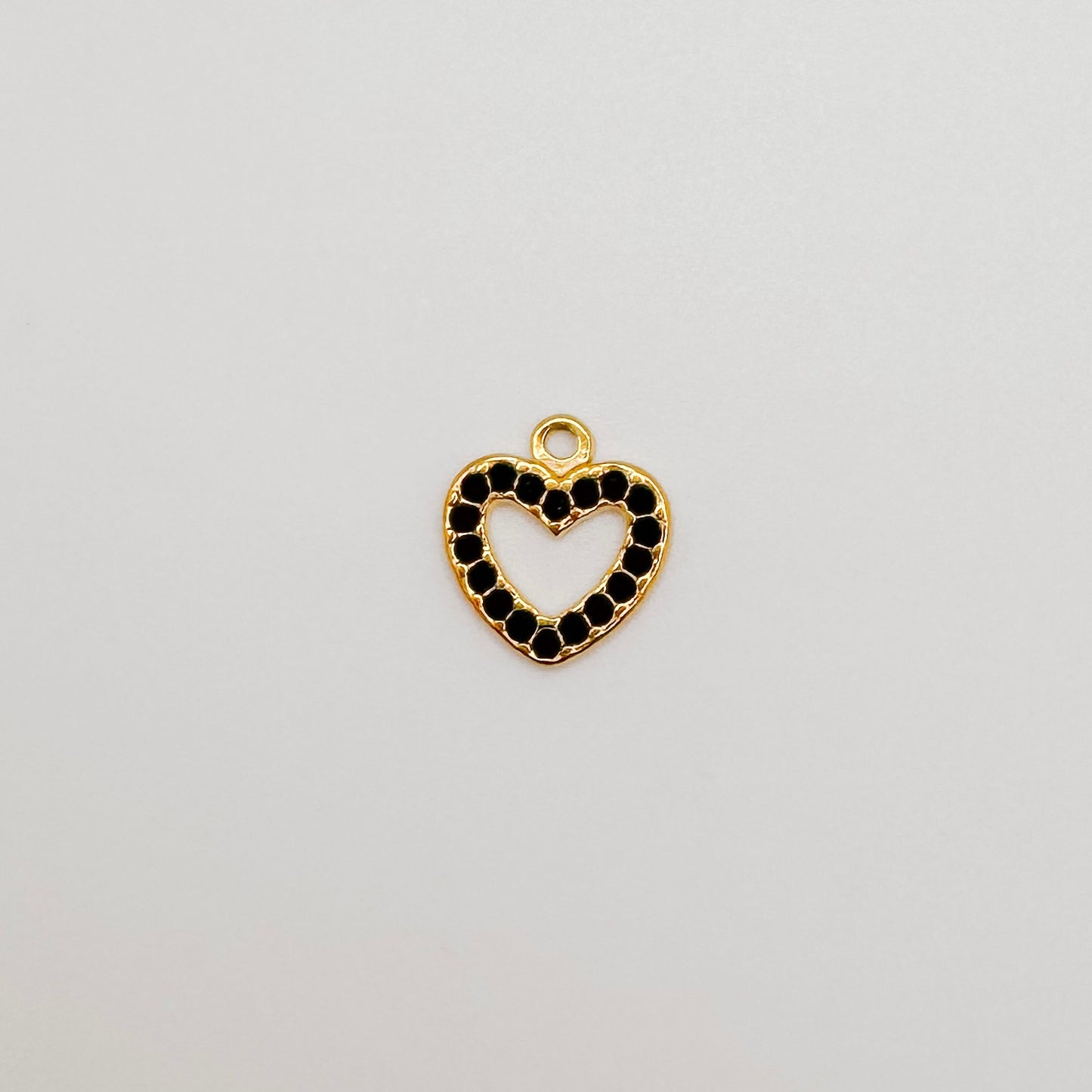 Gold black gem hollow heart
