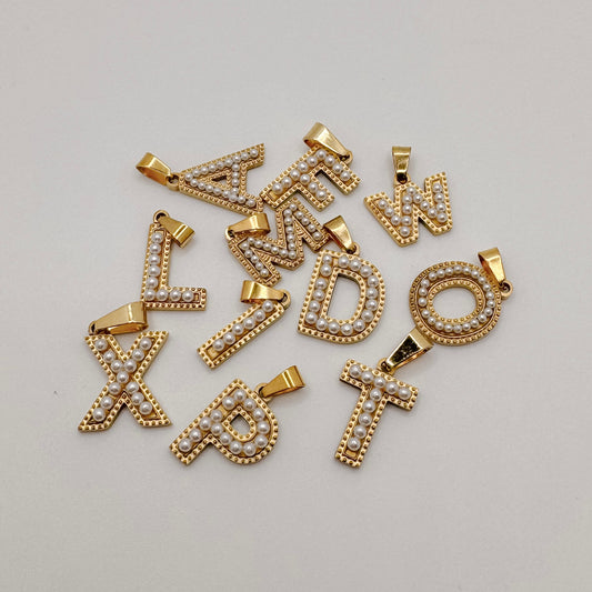 Large gold pearl lined letters A-Z