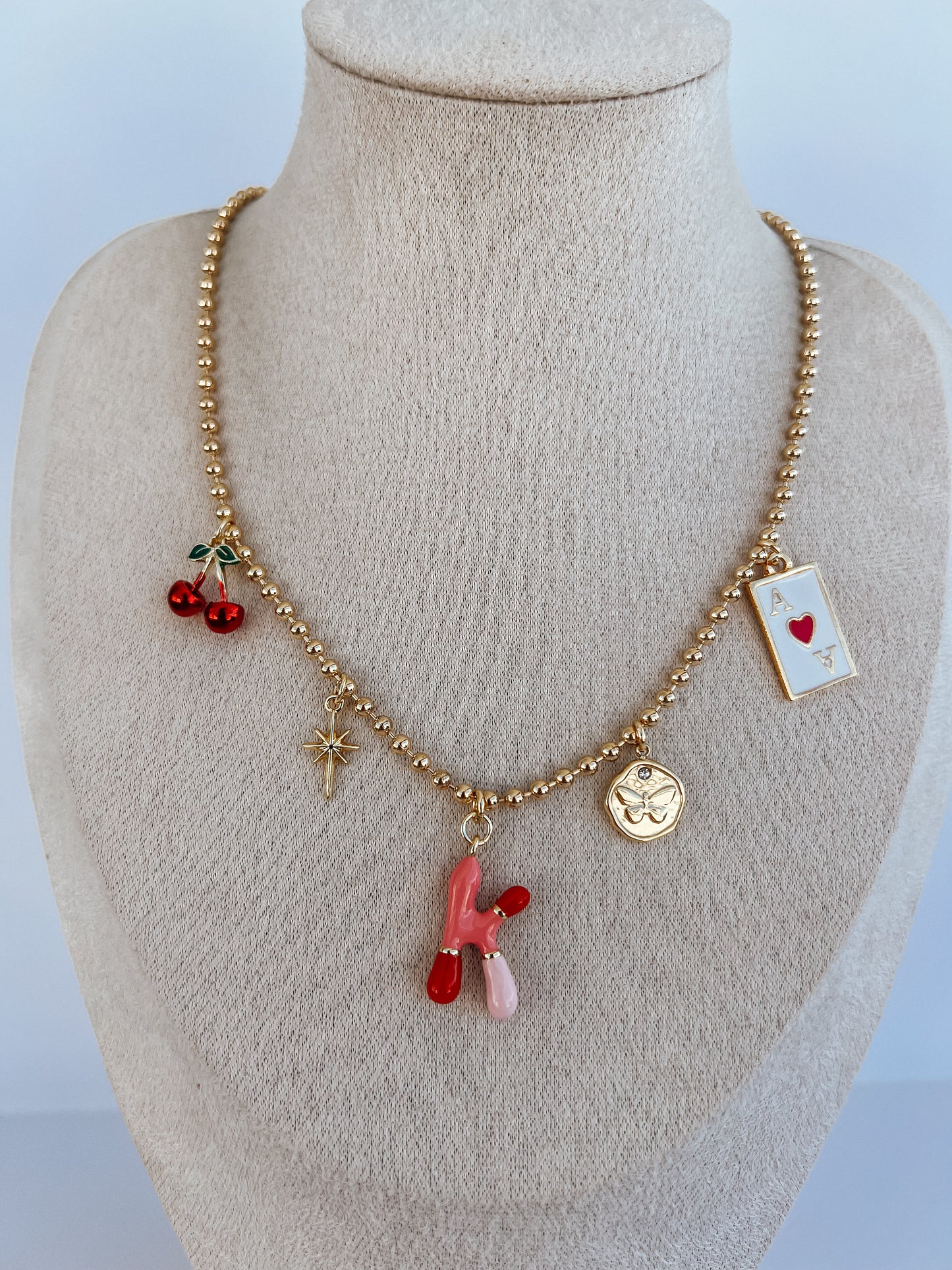 Gold ball chain necklace