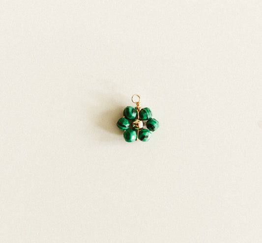 Small gold dark green stripes bead flower