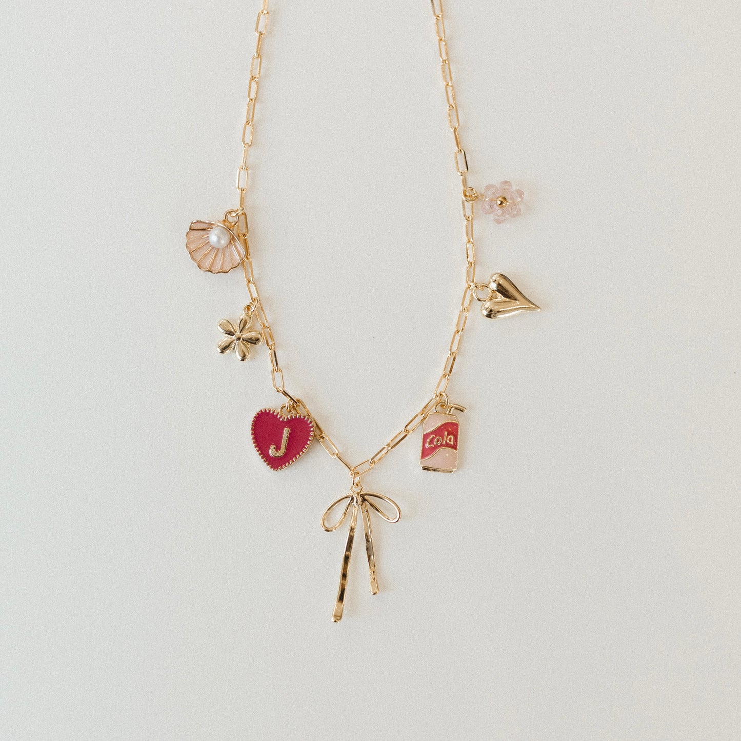 Gold small link paperclip necklace