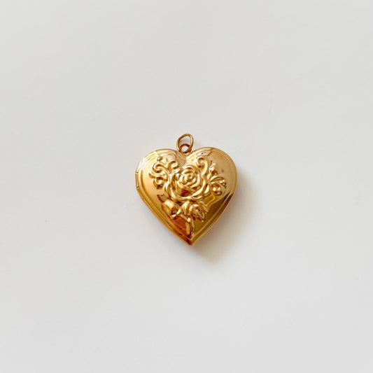 Large gold rose heart locket
