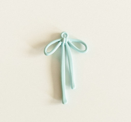 Large blue droopy bow
