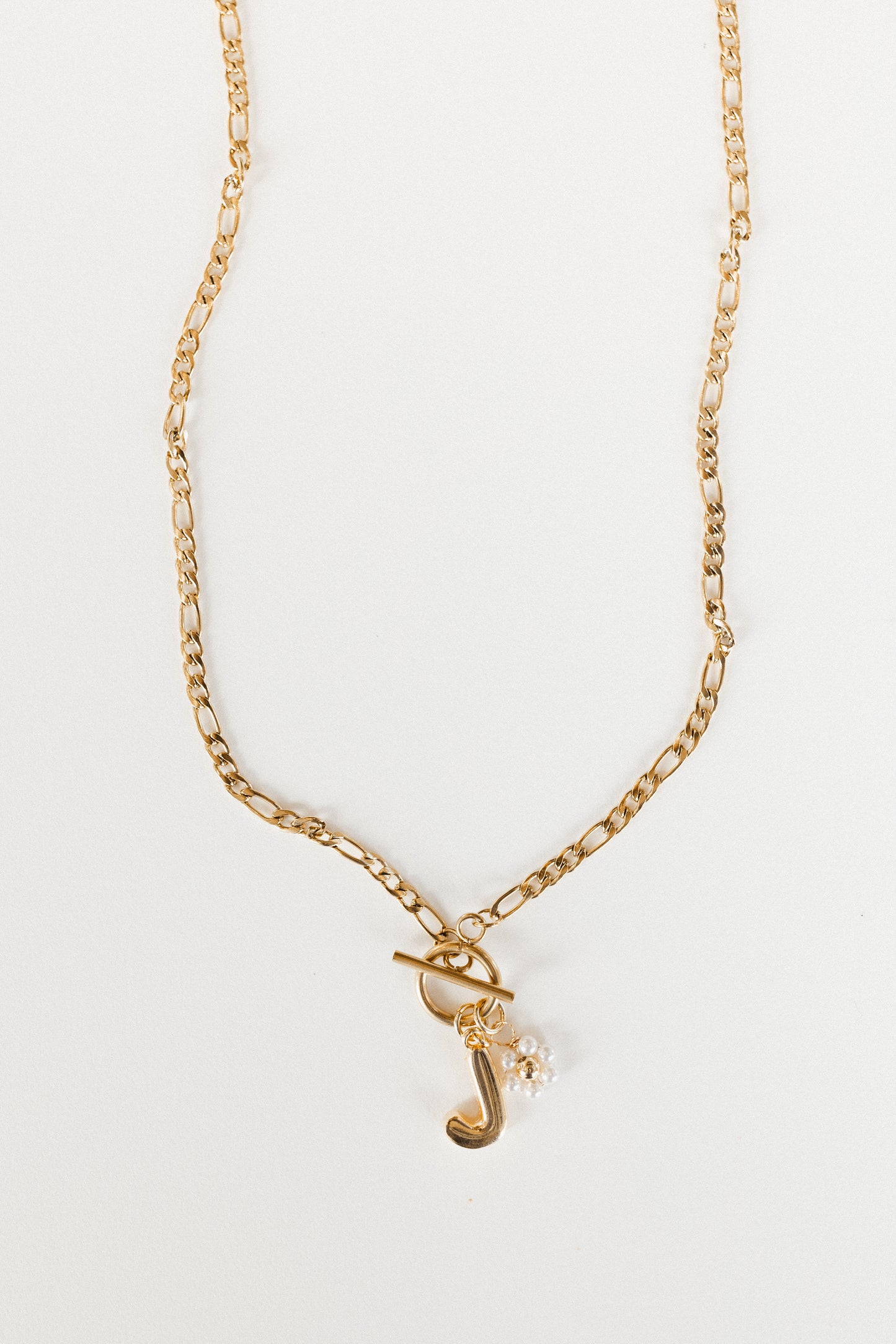 Gold figaro toggle clasp necklace