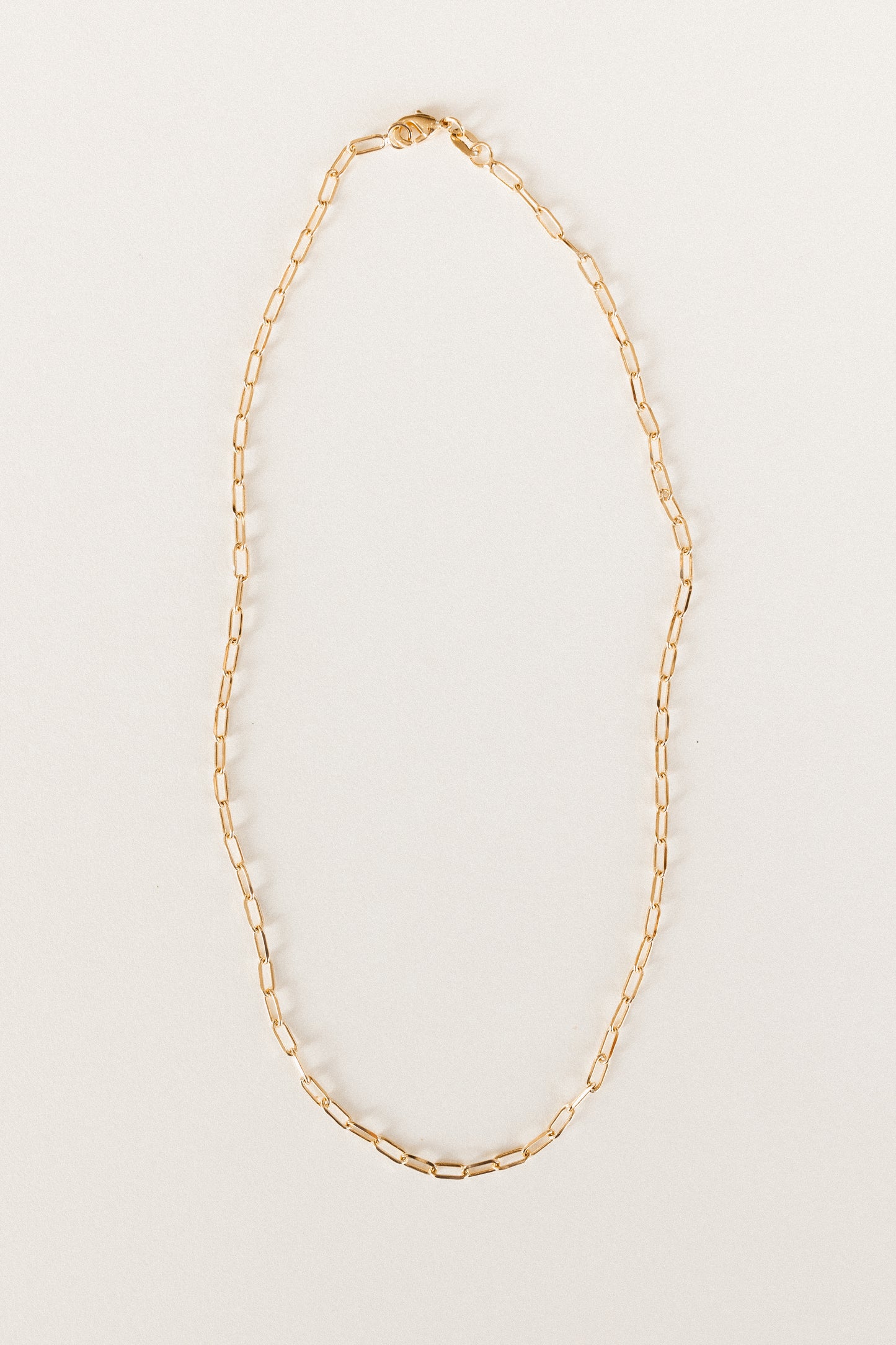 Gold small link paperclip necklace