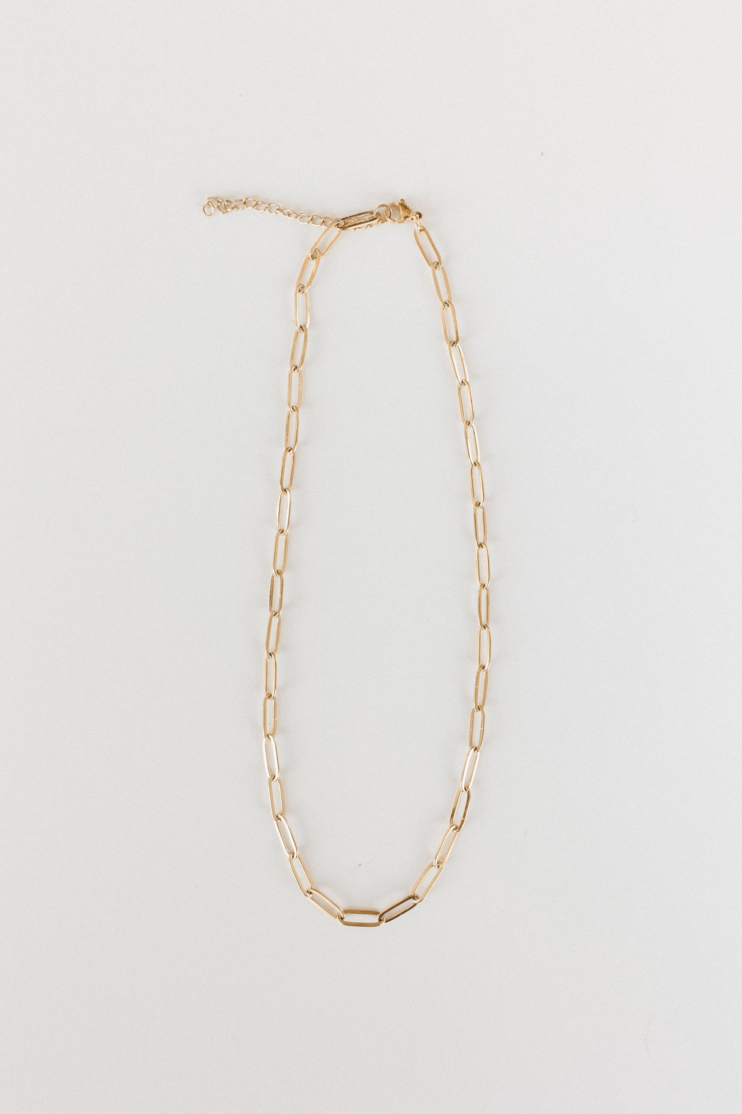 Gold medium link paperclip necklace