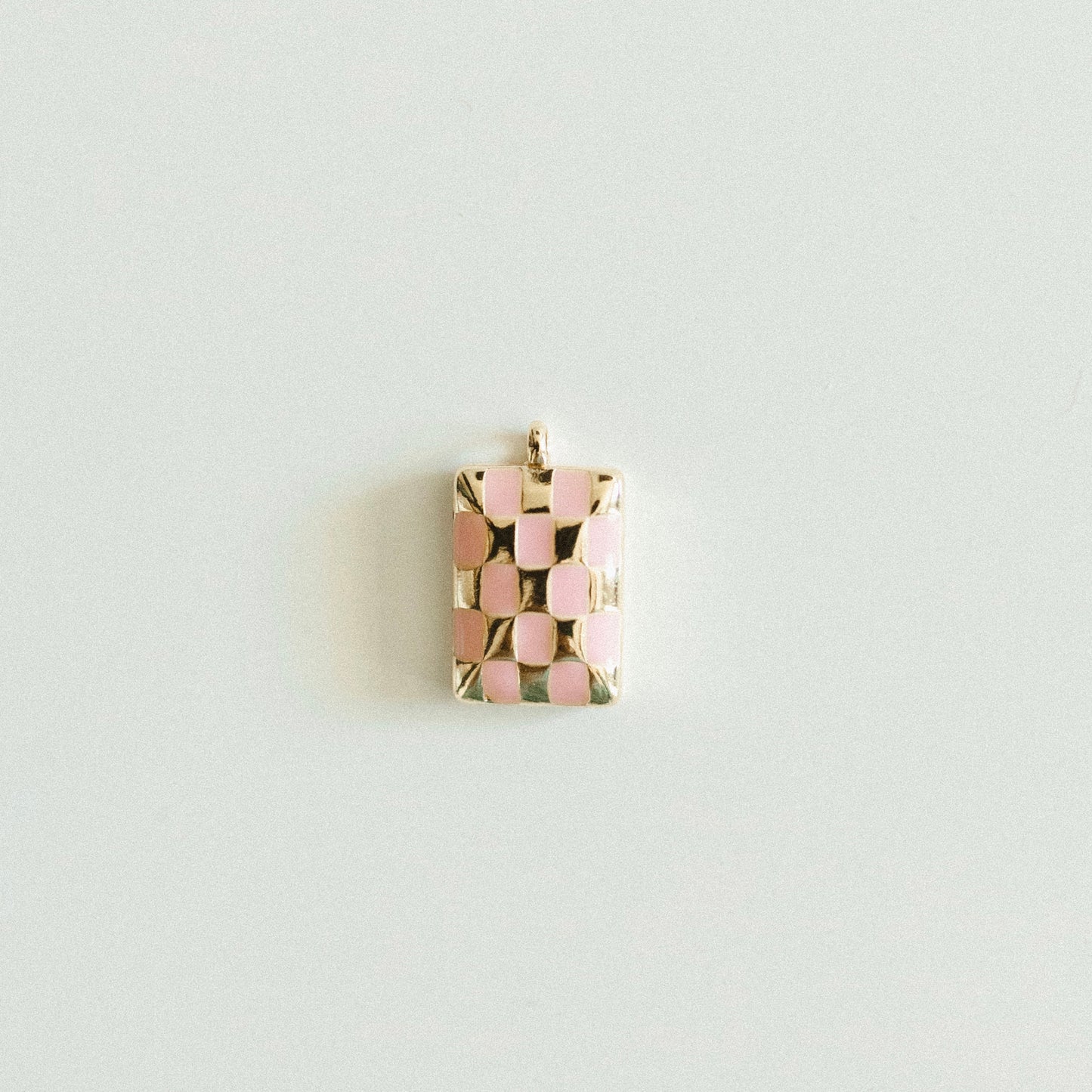 Small pink & gold checkered rectangle