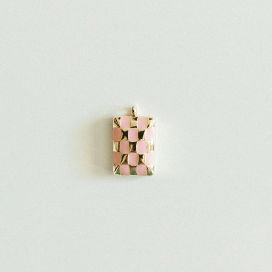 Small pink & gold checkered rectangle