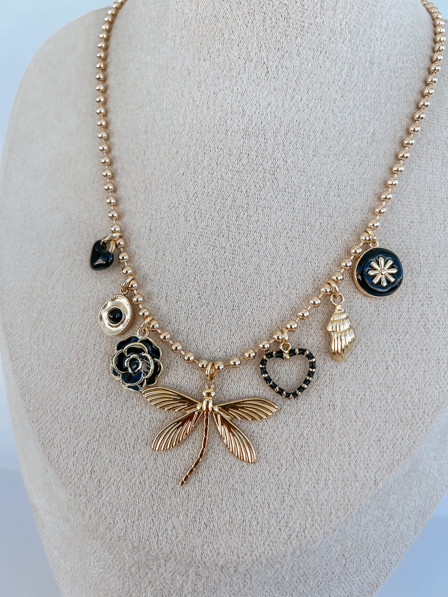 Gold ball chain necklace