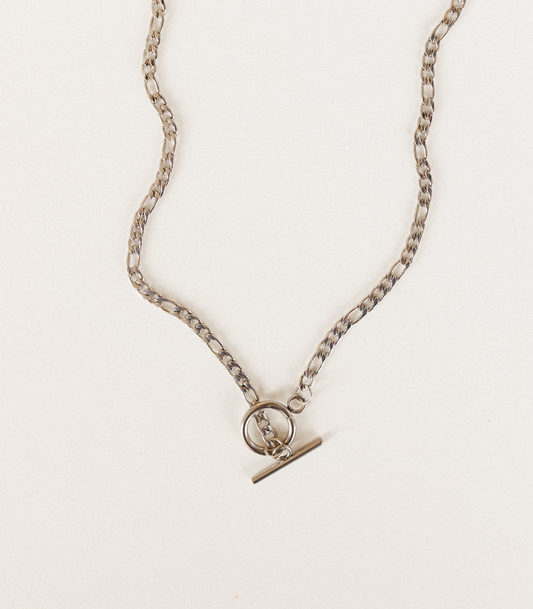 Silver figaro toggle clasp necklace