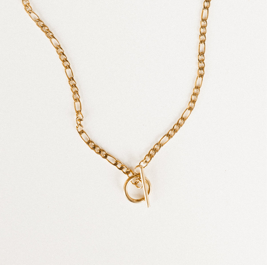 Gold figaro toggle clasp necklace