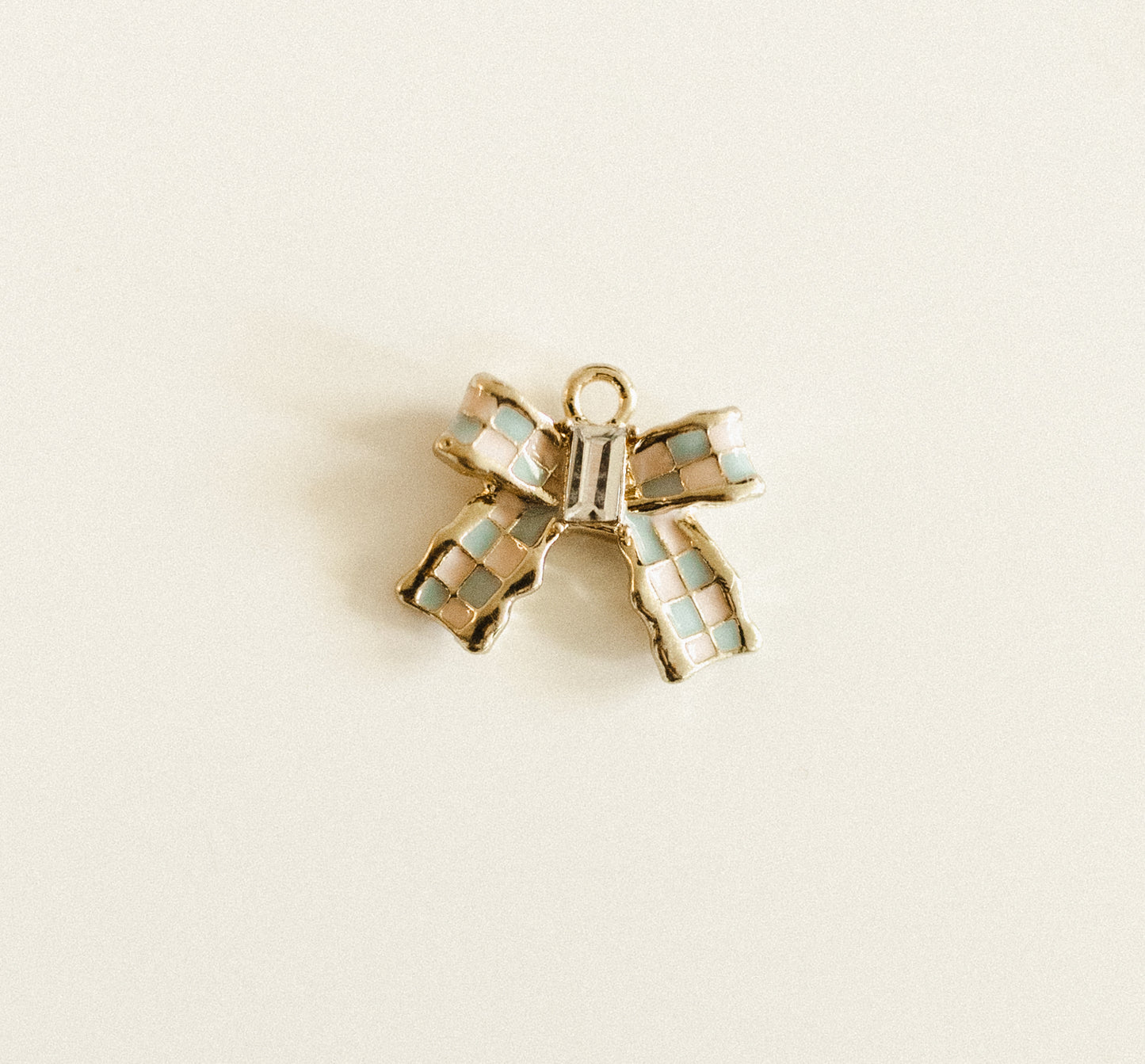 Gold pink & blue checkered bow