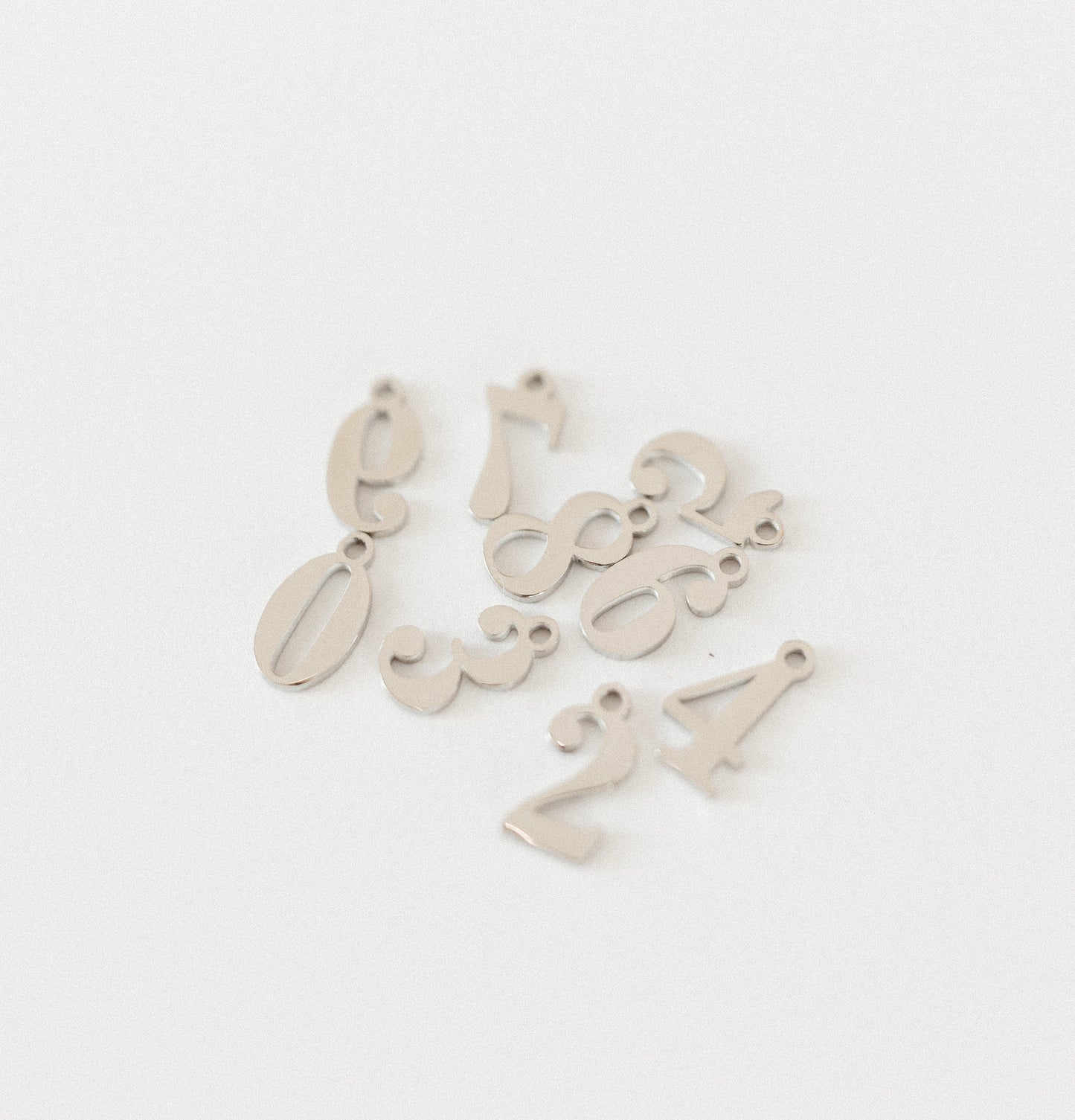 Silver number charms