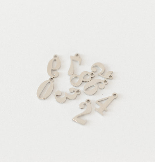 Silver number charms