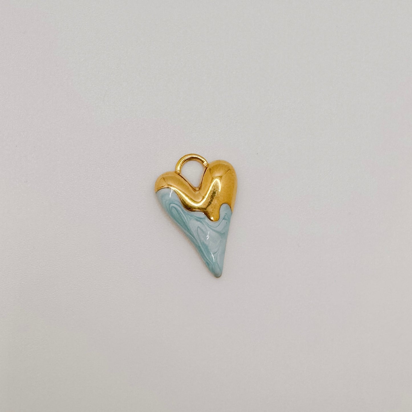 Gold blue paint drip heart