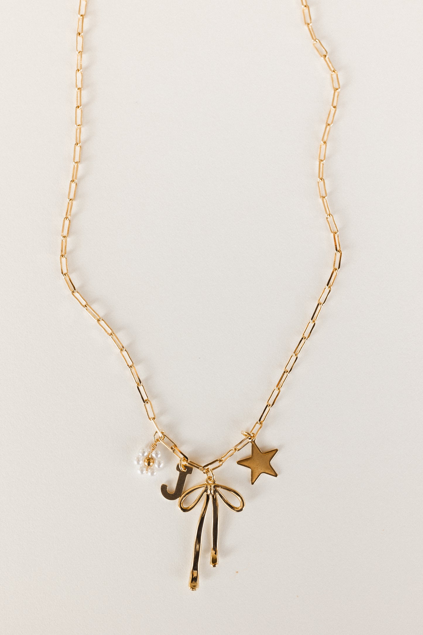 Gold small link paperclip necklace