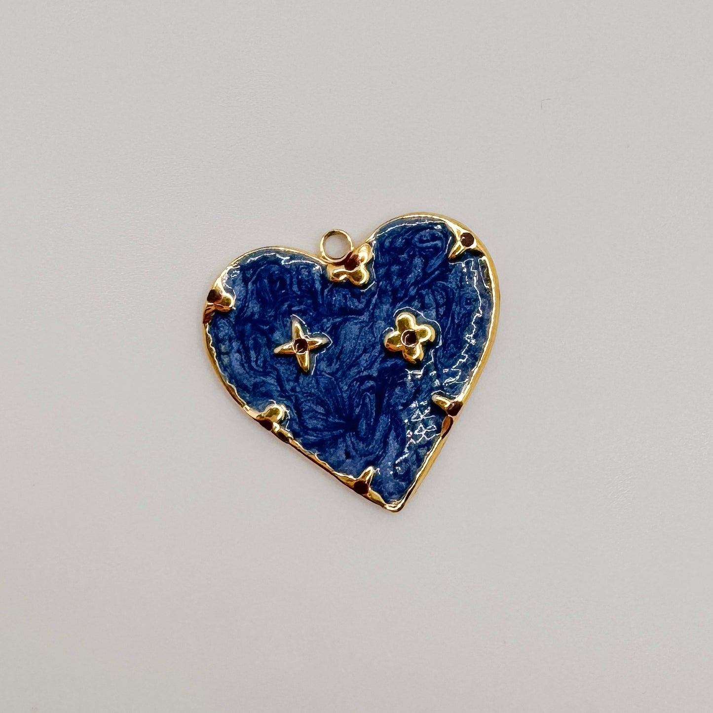 Large gold blue heart