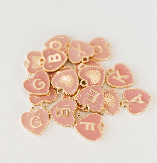 Gold light pink heart letters A-Z