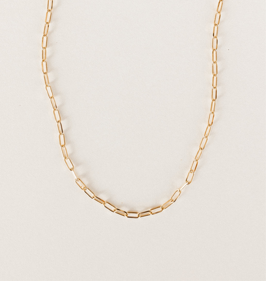 Gold small link paperclip necklace