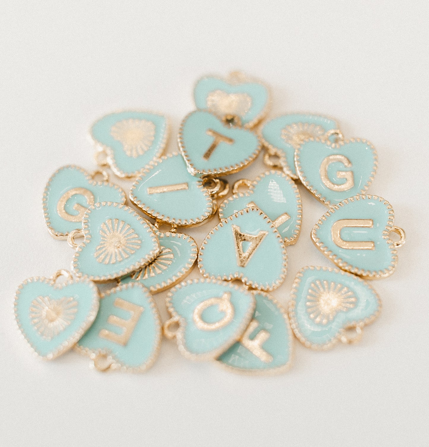 Gold blue heart letters A-Z