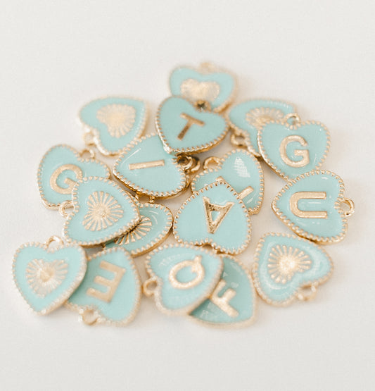 Gold blue heart letters A-Z