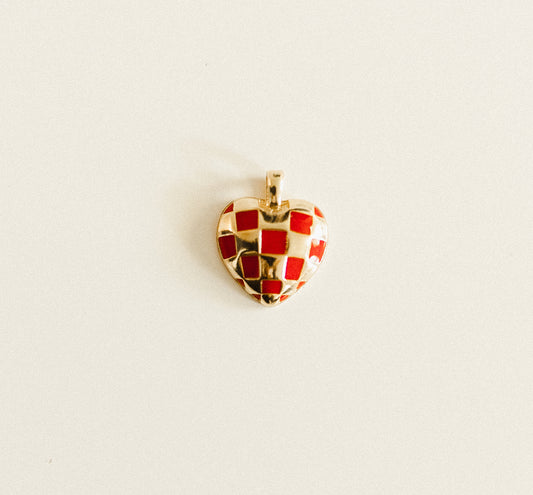 Gold & red checkered heart
