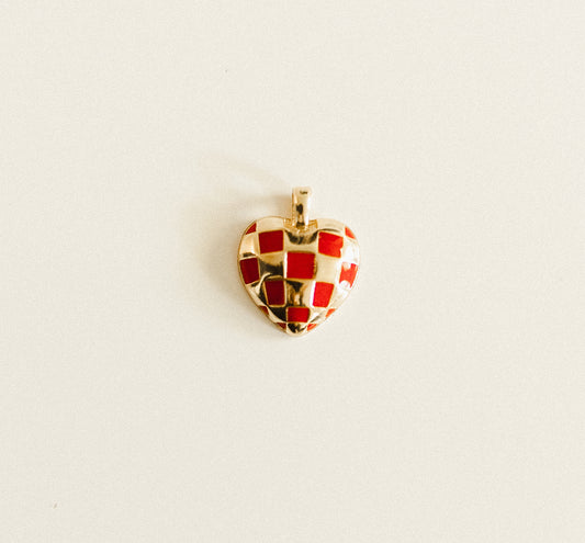 Gold & red checkered heart