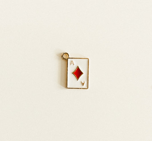 Small gold red ace of diamond card