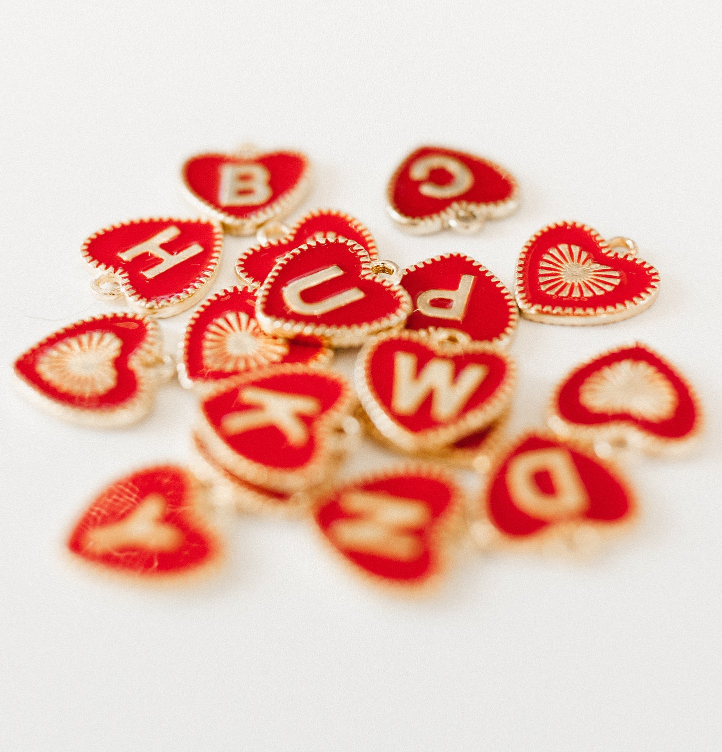 Gold red heart letter A-Z