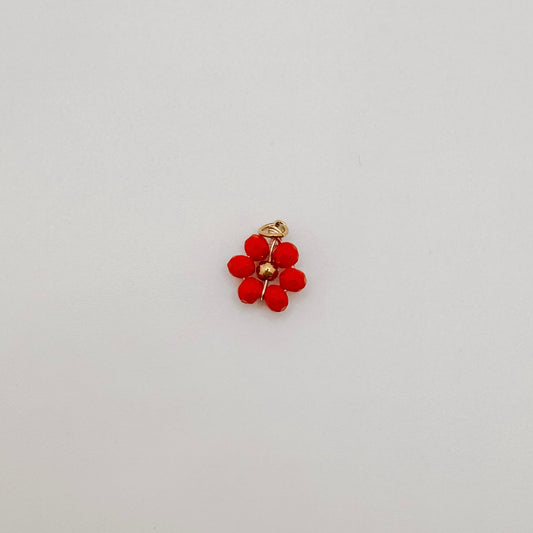 Gold red bead flower