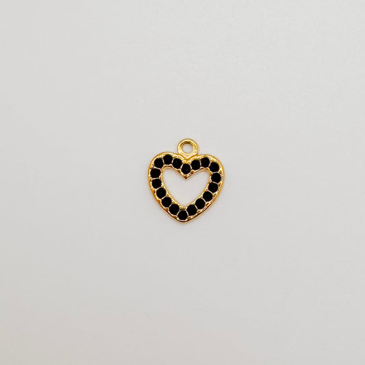 Gold black gem hollow heart