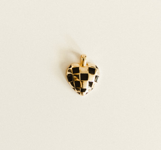 Gold & black checkered heart