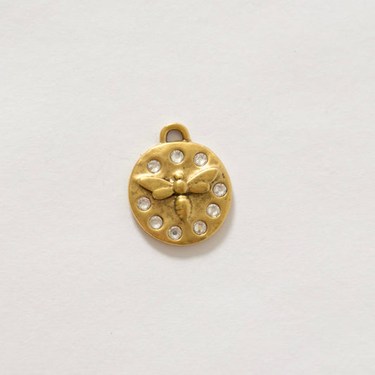 Antique gold diamond bee