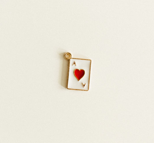 Small gold red ace of hearts card