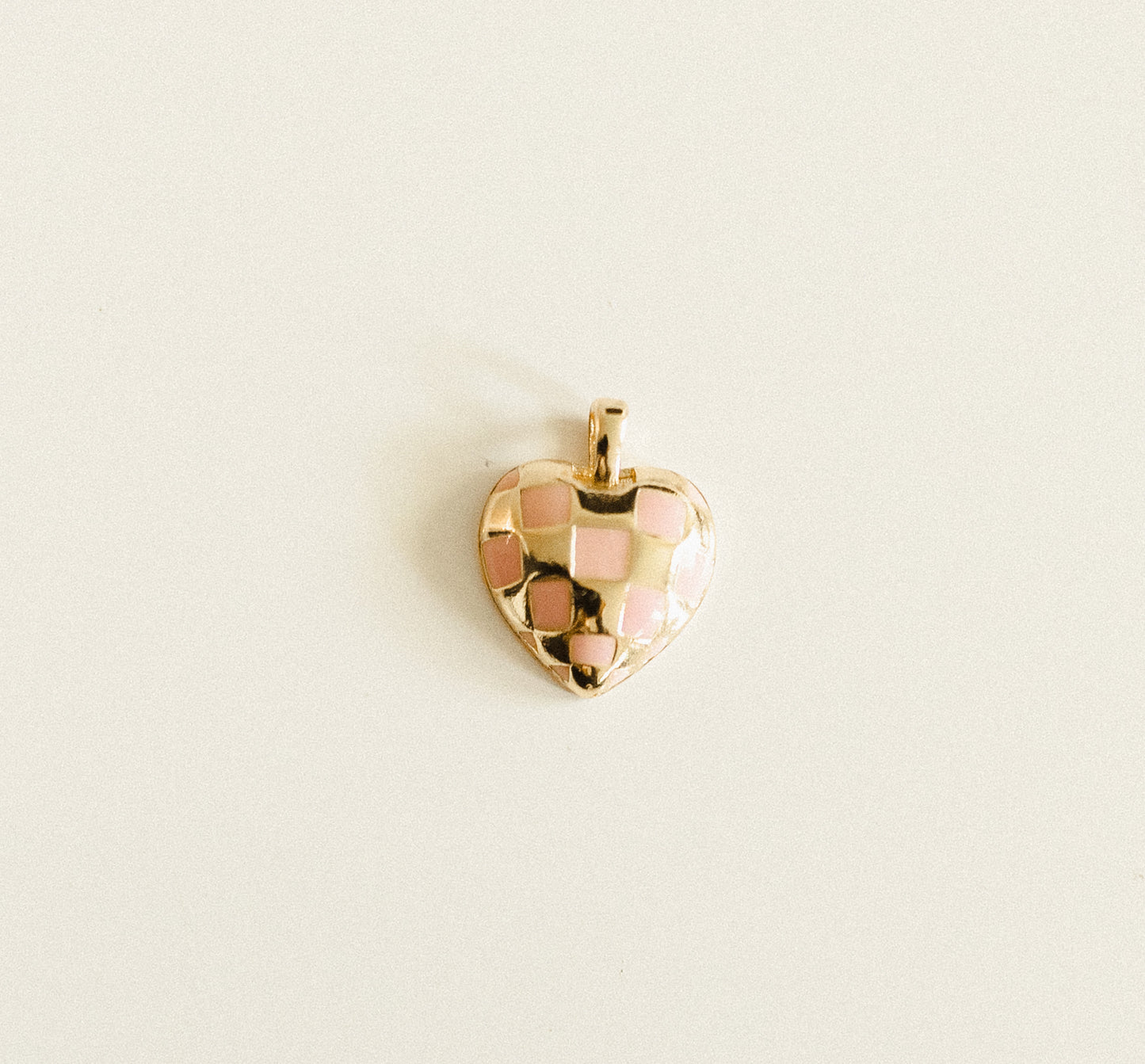 Gold & pink checkered heart