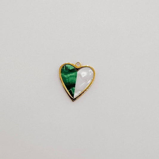 Gold green and white gem heart