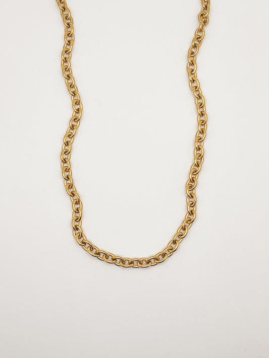 Gold mini oval rolo necklace