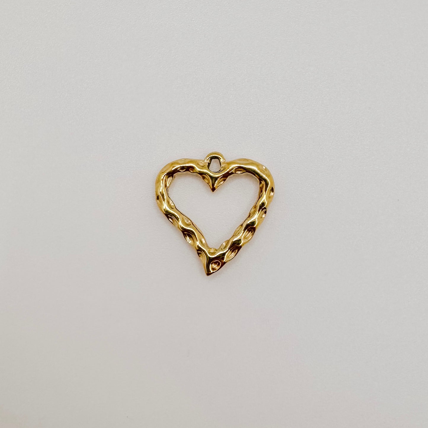 Gold hammered hollow heart