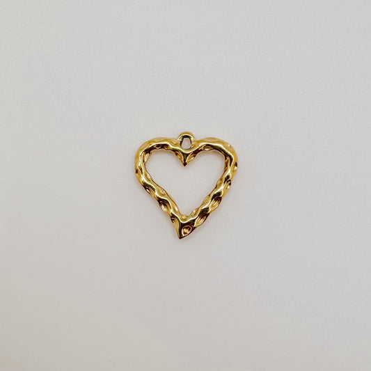 Gold hammered hollow heart