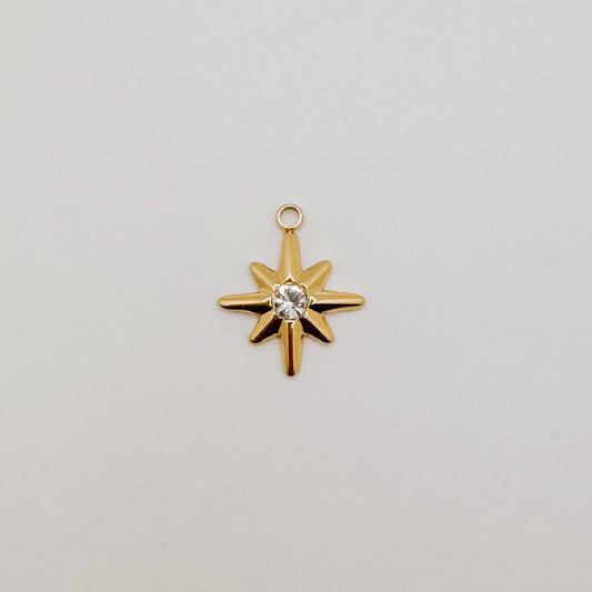 Gold star with diamond